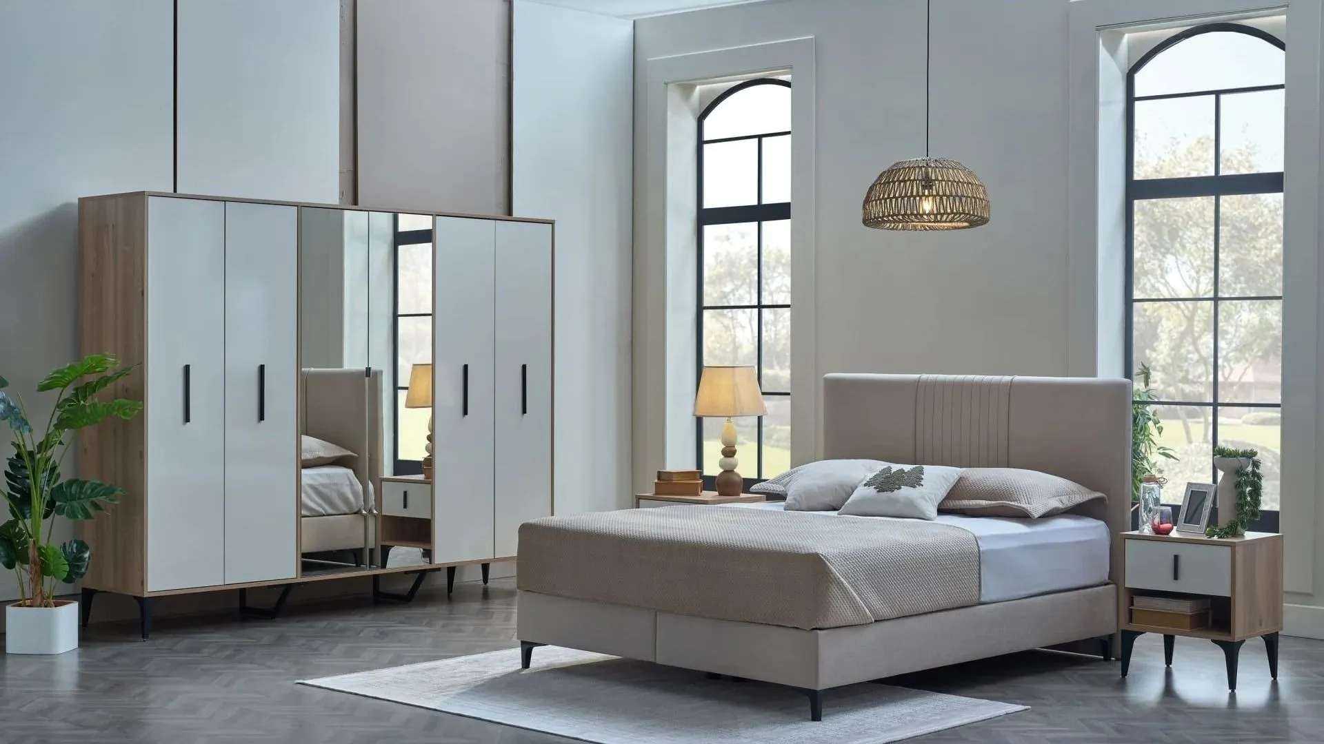 Ekol 6 Kapaklı Gardırop Aynalı - Merih Home Mobilya